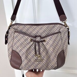 Burberry Plaid Shoulder Bag with Brown Accents